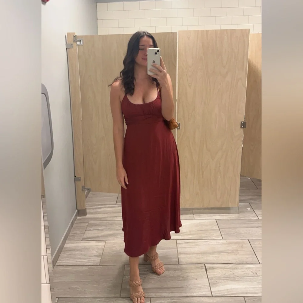 Altar'd State Burgundy Spaghetti-Strap Midi Dress - Picture 4 of 4